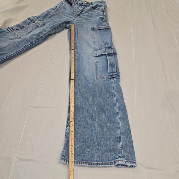 American Eagle Womens 000 Jeans Curvy Super High Rise Baggy Wide Leg Cargo - Picture 10 of 16
